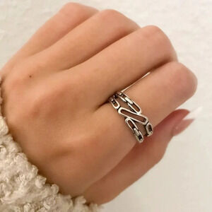 925 Sterling Silver Paperclip Ring Minimalist Ring Dainty Stackable Ring Band